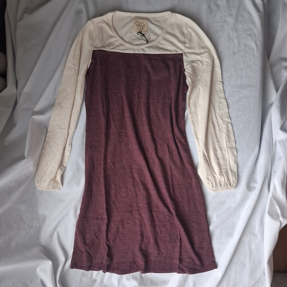 Chaser Long Sleeve Dress in Cream and Purple